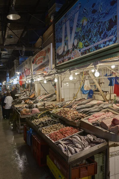 Santiago Chile Julio 2014 Mariscos Frescos Venta Histórico Mercado Pescado —  Fotos de Stock