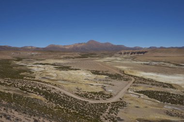 Quebrada Chuba, a wide river valley high on the Altiplano of northern Chile in Lauca National Park. clipart