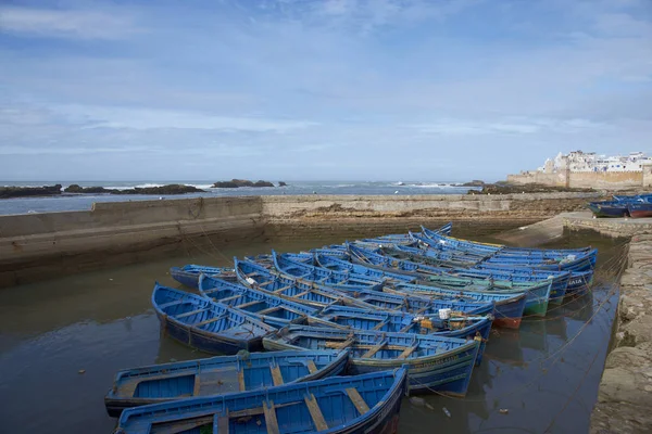 Essaouira Marokko Oktober Klein Houten Vissersboten Binnen Historische Haven Van — Stockfoto