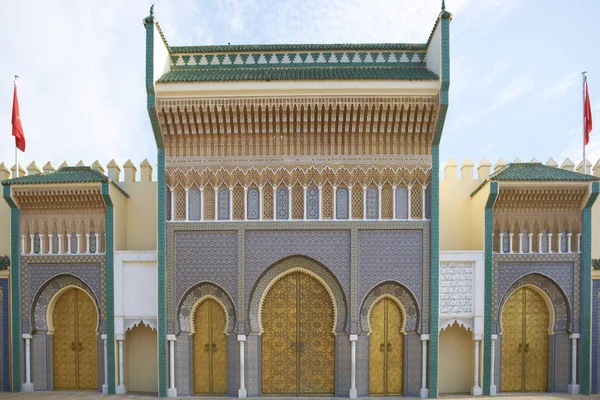 Fes Marrocos Outubro 2012 Portas Entrada Ornamentadas Para Palácio Real — Fotografia de Stock