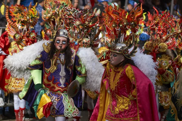 Oruro Bolivia Febbraio 2017 Ballerini Della Diablada Costume Decorato Sfilano — Foto Stock