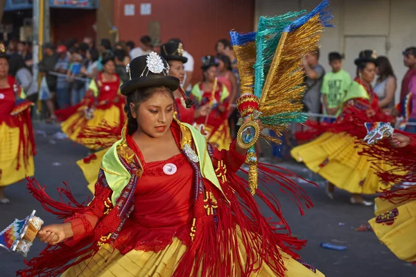 Arica Chile Januar 2016 Morenada Tänzer Traditioneller Andiner Tracht Beim — Stockfoto
