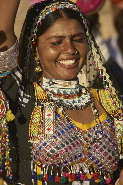 Jaisalmer India Febbraio 2008 Ballerina Kalbelia Costume Tradizionale All Annuale — Foto Stock