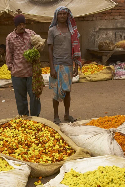 Kolkata West Bengalen India December 2008 Mensen Die Verse Bloemen — Stockfoto