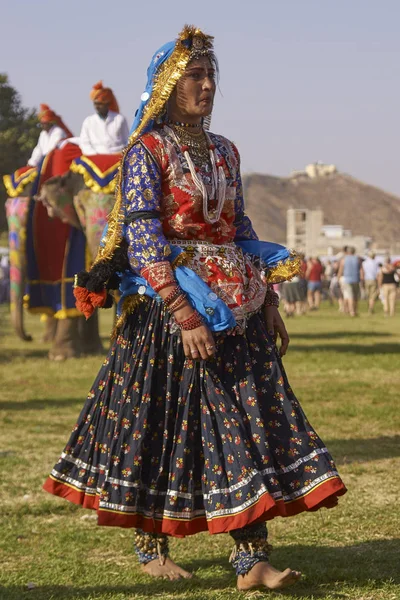 Jaipur Rajasthan India Március 2008 Törzsi Táncosok Éves Elefánt Fesztivál — Stock Fotó