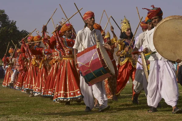 Jaipur Rajasthan India Március 2008 Törzsi Táncosok Éves Elefánt Fesztivál — Stock Fotó