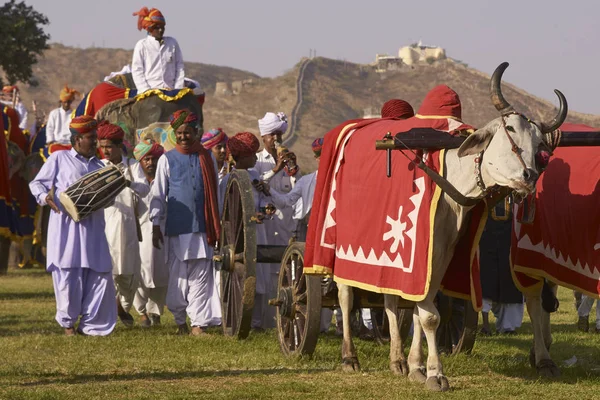 Jaipur Rajasthan India Marzo 2008 Sfilata Elefanti Mahouts Decorati Festival — Foto Stock