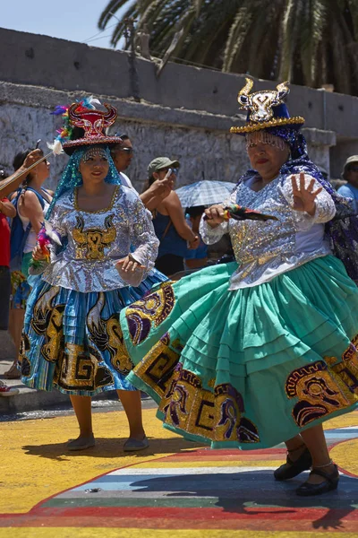 Arica Chile Fevereiro 2017 Membros Grupo Dança Waca Waca Traje — Fotografia de Stock
