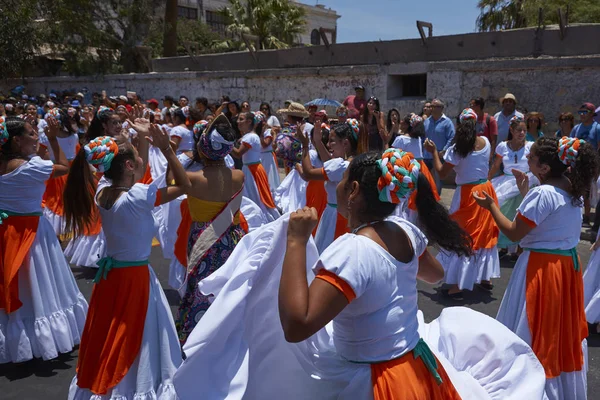 Arica Chili Février 2017 Groupe Danseurs Ascendance Africaine Afrodescdiente Produisant — Photo