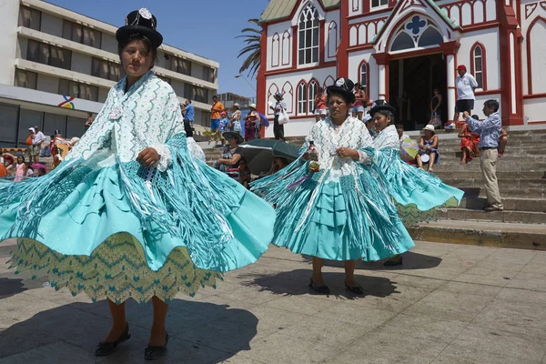 Arica Chile Fevereiro 2017 Grupo Dança Morenada Vestido Com Trajes — Fotografia de Stock