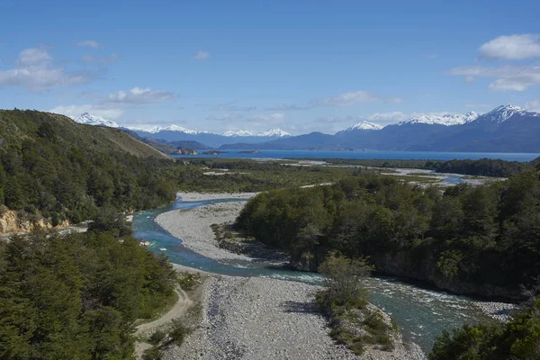 Rio Los Maintenes Ömlik Kristálytiszta Vizei Lago General Carrera Észak — Stock Fotó