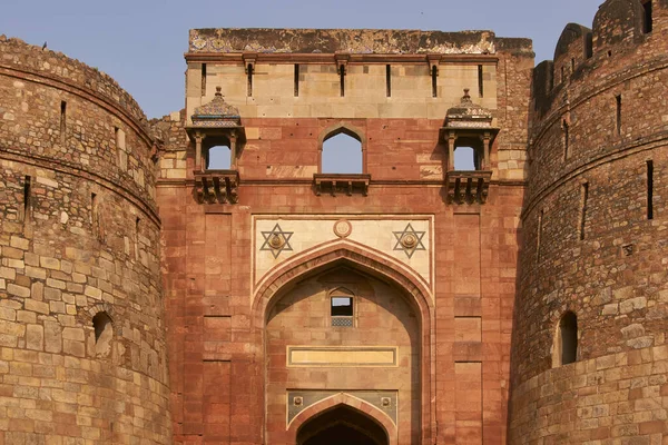 Delhi Inde Janvier 2009 Entrée Fortifiée Fort Historique Moghol Purana — Photo