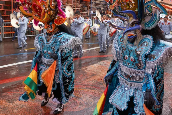 Oruro Bolivia Helmikuu 2017 Diablada Tanssijoita Koristeellinen Puvut Paraati Läpi — kuvapankkivalokuva