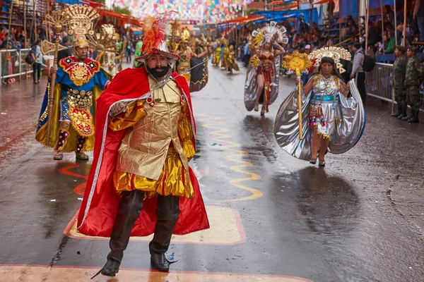 Oruro Bolivia Febrero 2017 Grupo Baile Vestido Conquistador Trajes Estilo — Foto de Stock