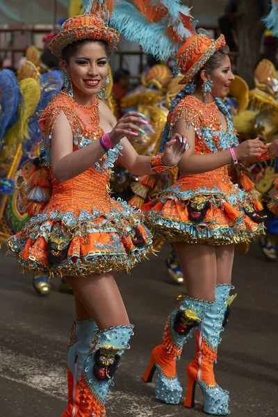 Oruro Bolivia Luty 2017 Tancerze Morenady Ozdobnych Kostiumach Paradują Górniczym — Zdjęcie stockowe