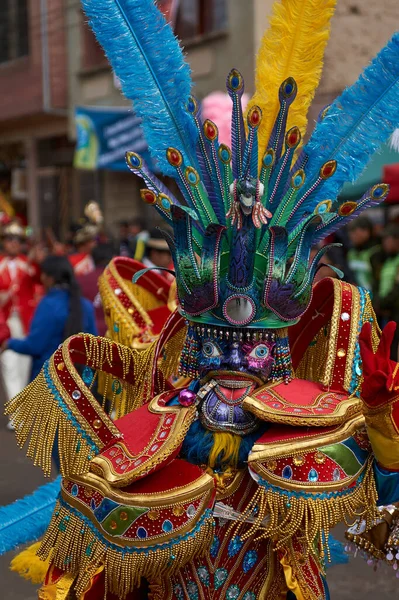 Oruro Bolivie Février 2017 Danseuse Masquée Morenada Costumes Ornés Défilé — Photo