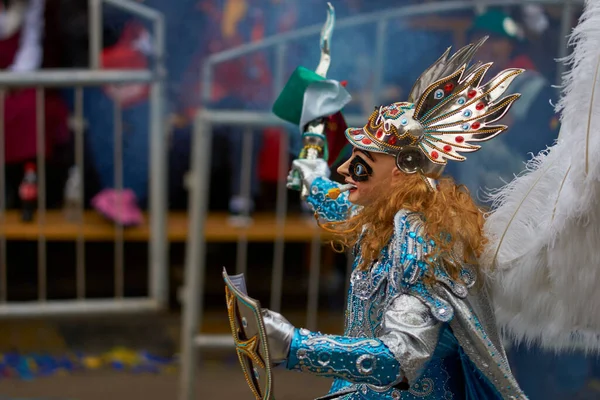 Oruro Bolivia February 2017 Diablada Dancers Ornate Costumes Parade Mining — Stock Photo, Image