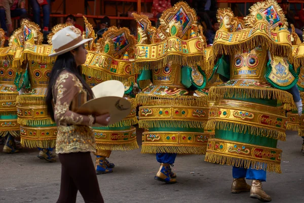 Oruro Bolivia Luty 2017 Tancerze Morenady Ozdobnych Kostiumach Paradują Górniczym — Zdjęcie stockowe