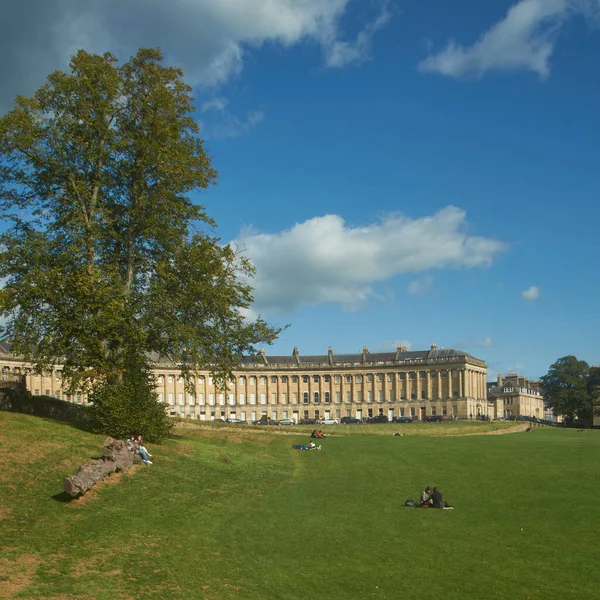 Bath Storbritannien September 2020 Royal Crescent Bath Somerset Storbritannien Folk — Stockfoto