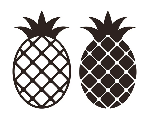 Sada Ikon Ananas Izolované Bílém Pozadí — Stockový vektor