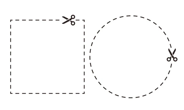 Linha Corte Com Tesoura Símbolo Corte Isolado Fundo Branco — Vetor de Stock
