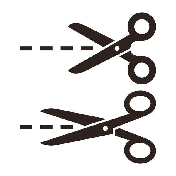 Vector Scissors Cut Lines Set Cutting Scissors — Stock Vector
