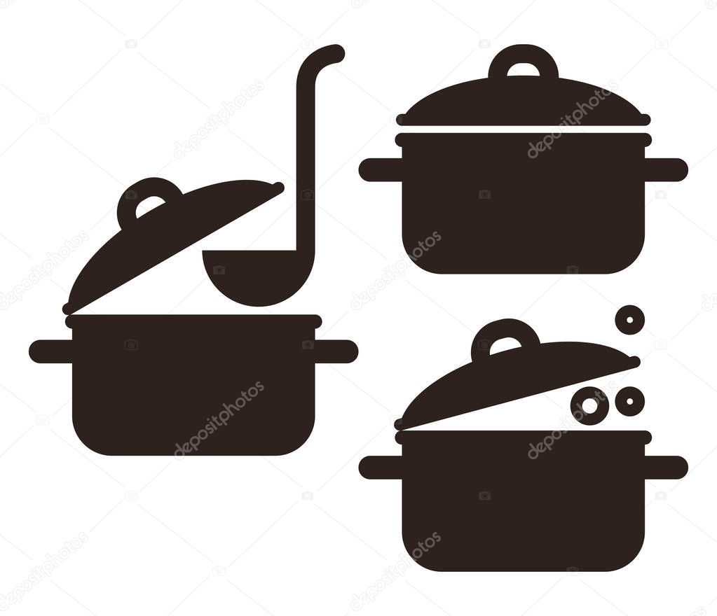 Cooking pot set isolated on white background