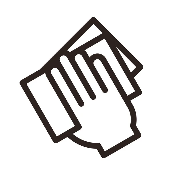 Χέρι Σκούπισμα Πανί Εικονίδιο Σκουπίστε Σκόνη Σύμβολο Που Απομονώνονται Λευκό — Διανυσματικό Αρχείο