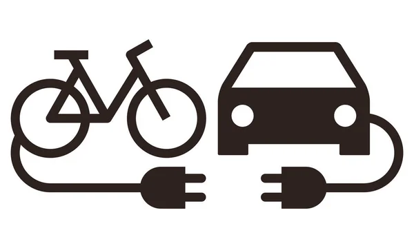 Elektroauto und Elektrofahrrad-Ikone lizenzfreie Stockillustrationen