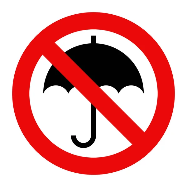 Regenschirm nicht erlaubt. Kein Regenschirmschild. Regenschirm-Ikone verboten — Stockvektor
