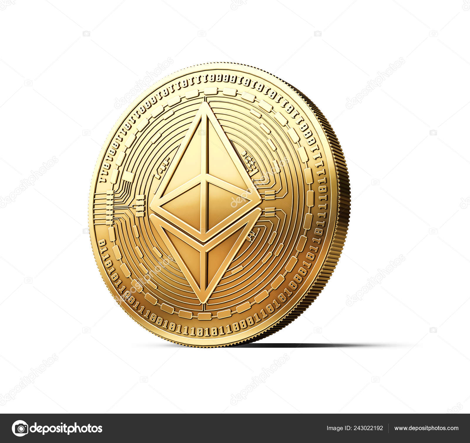 Golden Ethereum Eth Cryptocurrency Physical Concept Coin Isolated White  Background — Stock Editorial Photo © hello.artmagination.com #243022192