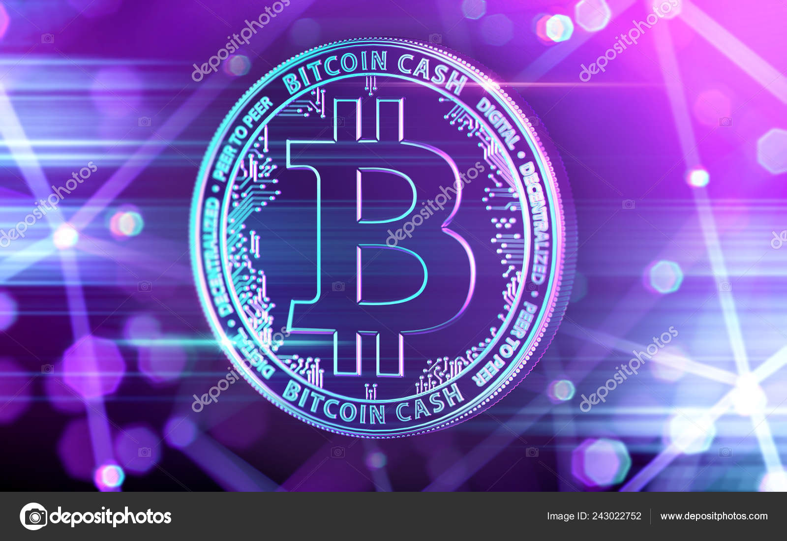 Neon Glowing Bitcoin Cash Bcc Coin Ultra Violet Colors Cryptocurrency —  Stock Editorial Photo © hello.artmagination.com #243022752