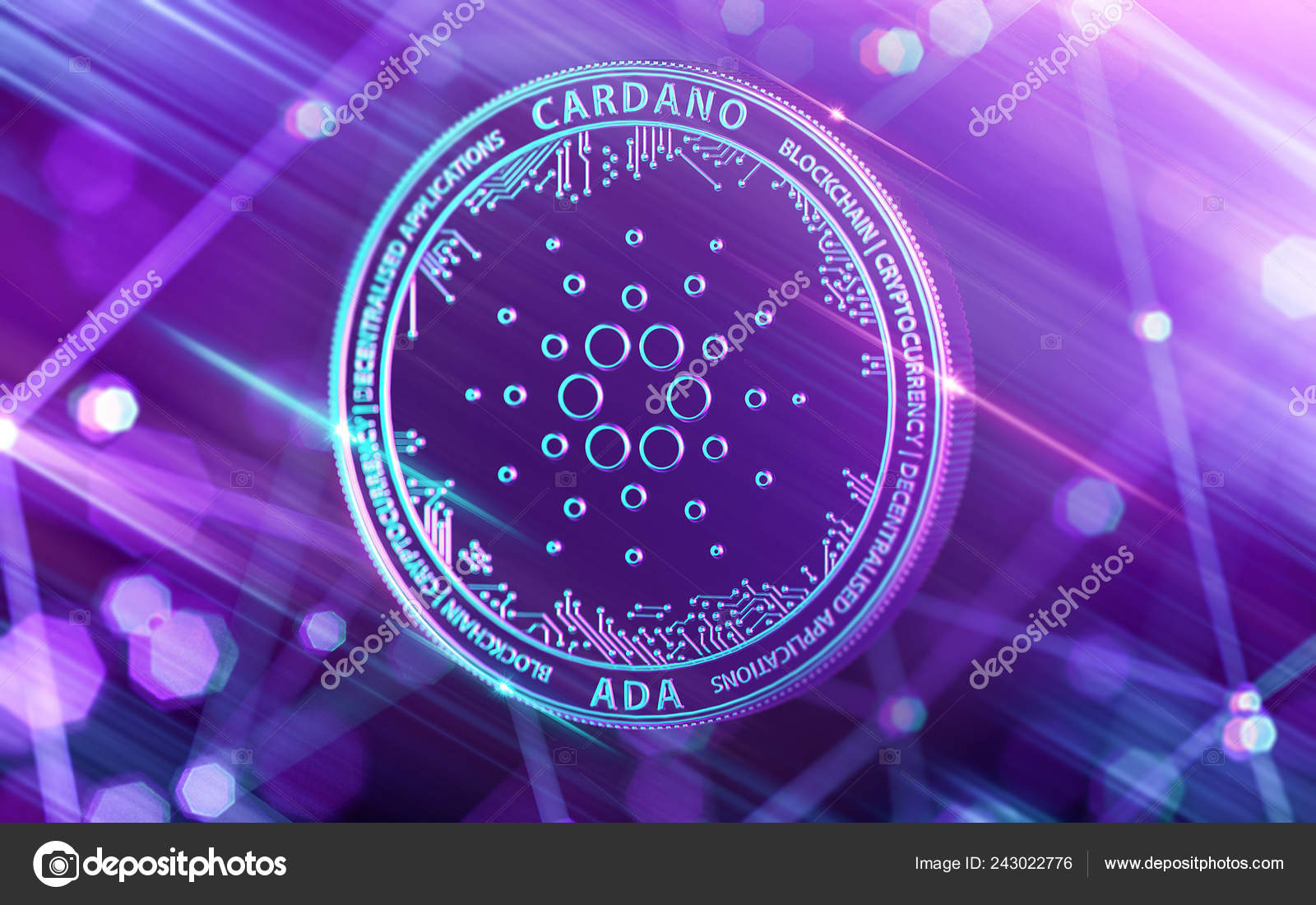 Néon Lumineux Cardano Ada Couleurs Ultra Violet Avec Des Nœuds — Photo  éditoriale par ©hello.artmagination.com - #243022776