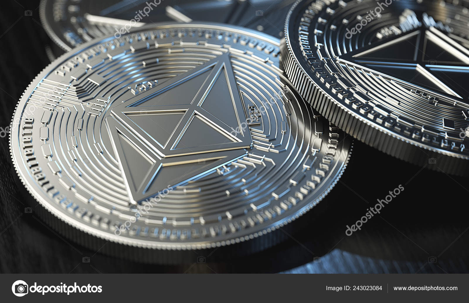 Shiny Silver Ethereum Eth Concept Coin Stack Blurry Close Shot — Stock  Editorial Photo © hello.artmagination.com #243023084
