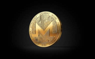 Siyah arka plan üzerine izole altın Monero Xmr cryptocurrency bozuk para. 3D render