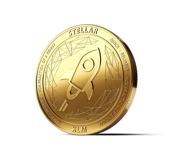 Golden Stellar Xlm Criptomoeda Moeda Conceito Físico Moeda Isolada Fundo — Fotografia de Stock