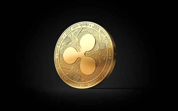 Golden Ripple Xrp Cryptocurrency Coin Isolated Black Background Rendering — Stock Photo, Image