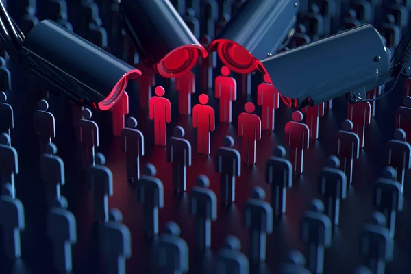 Big Data und Bespitzelung der Gesellschaft. 3D-Darstellung. — Stockbild Big Data Und Bespitzelung Der Gesellschaft Darstellung — Stockfoto