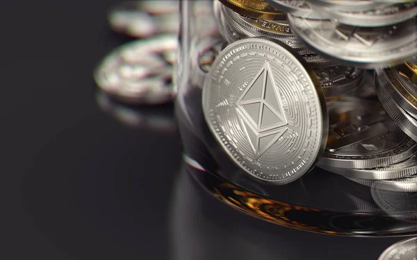 Ethereum Βάζο Μαύρο Φόντο Διαχείριση Σας Κρυπτονομίσματα Δημιουργική Ιδέα Rendering — Φωτογραφία Αρχείου