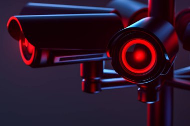 Toplum yapay zeka kontrol altında. İtaat ya da sonuçlarına katlan. 3D render