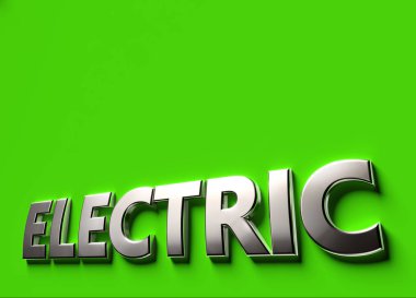 Üzerinde kopya alanı olan yeşil yüzeye yerleştirilen 3d işaret veya logo konsepti olarak ekolojik kelime. Yeni ekolojik teknolojiler kavramı. 3d render