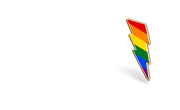 HBT Lightning Bolt Rainbow Pride symbol isolerad på vit bakgrund med kopia utrymme på vänster sida. Gay, Lesbisk och sexuell minoritet kämpar för sina rättigheter symbol koncept. 3D-rendering — Stockfoto