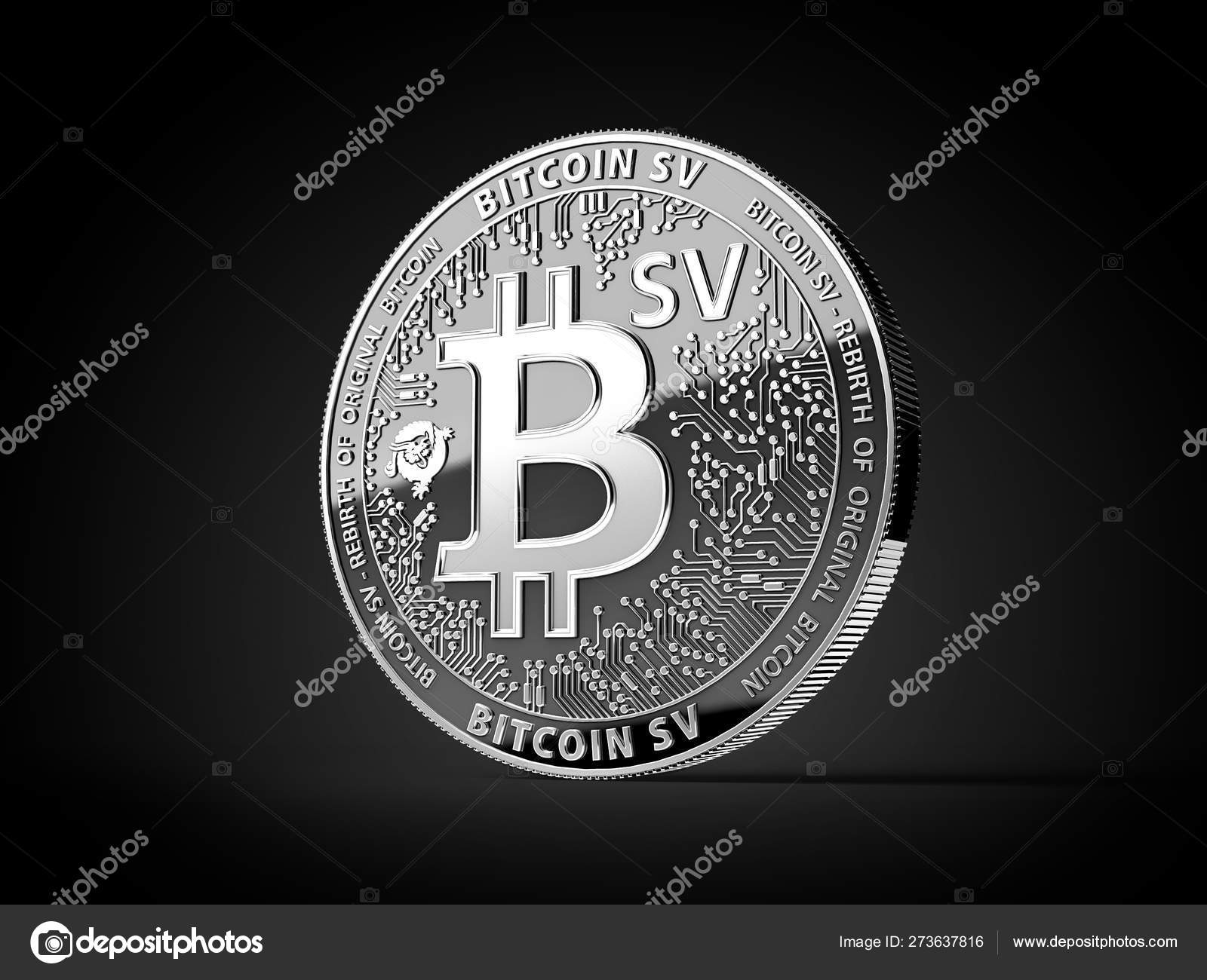 Silver Bitcoin Satoshi Vision (Bitcoin SV or BSV) cryptocurrency physical  concept coin isolated on black background. 3D rendering — Stock Editorial  Photo © hello.artmagination.com #273637816