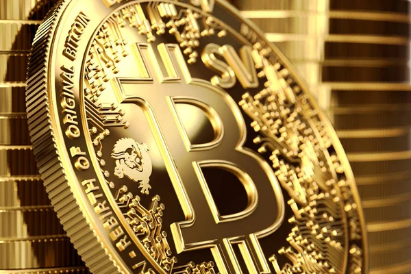 Primer plano en letras BSV en conceptual Bitcoin Satoshi Visión moneda (Bitcoin SV). Renderizado 3D — Foto de Stock