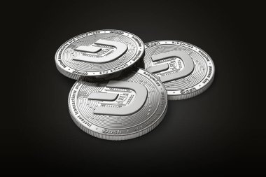 2019 logo güncellemeli üç gümüş Dash madeni para yığını.