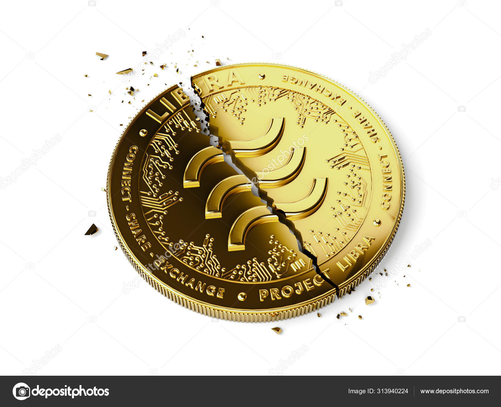 Calibra How Can I Buy Libra Cryptocurrency A Broken Or Cracked Libra  Concept Coin Is Laying Isolated On White