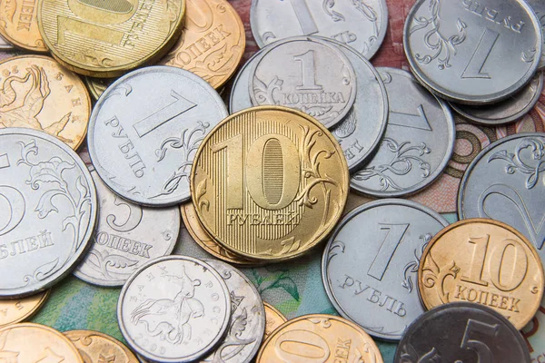 Rus paraları yakın çekim, çerçeve merkezinde 10 ruble