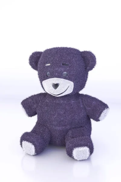 泰迪熊被隔离在白色背景3D — 图库照片