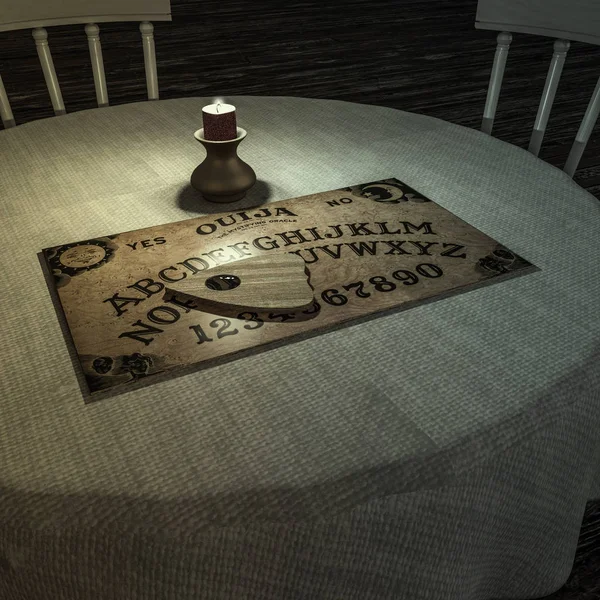 Mesa Ouija Quarto Escuro Ilustração — Fotografia de Stock