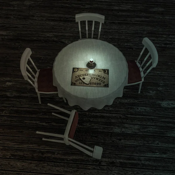 Ouija Стол Темной Комнате Иллюстрация — стоковое фото